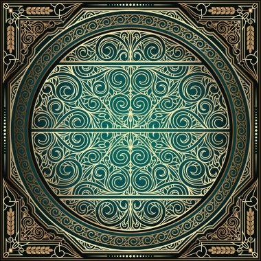 Altın süslü art deco vintage kartı