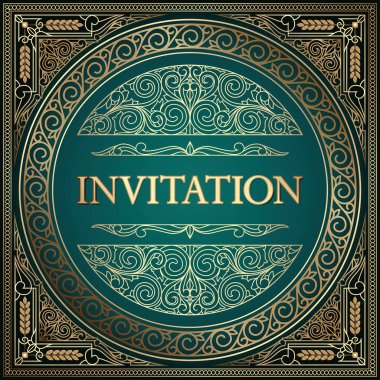 Altın süslü sanat deco Vintage amblem