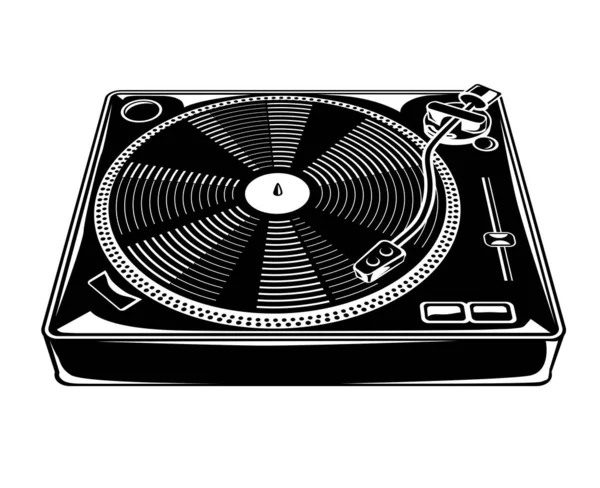 Black White Turntable Music Icon — Stock Vector