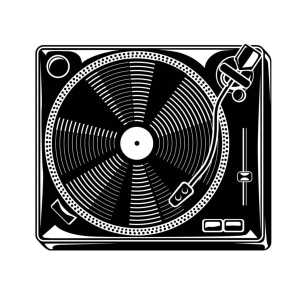 Icono Música Tocadiscos Blanco Negro — Archivo Imágenes Vectoriales