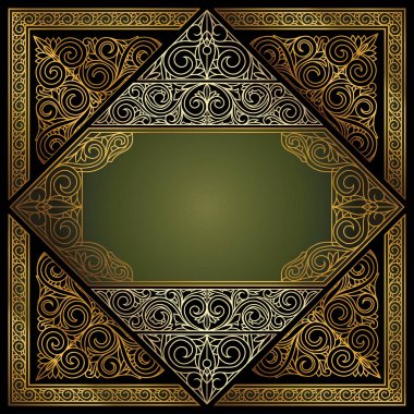 Altın süslü art deco vintage kartı