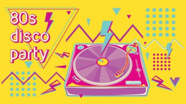 80 'lerin disko partisi funky renkli müzik tasarımı