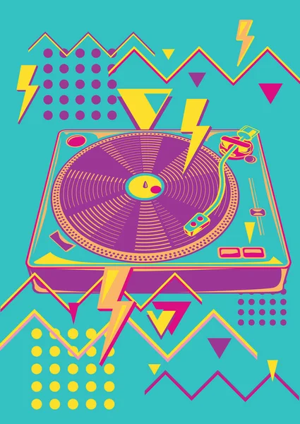Funky Coloré Des Années Design Musical — Image vectorielle