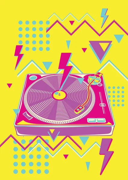 Funky Colorful 80S Music Design — 스톡 벡터