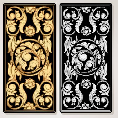 Ornate floral decorative vintage panels