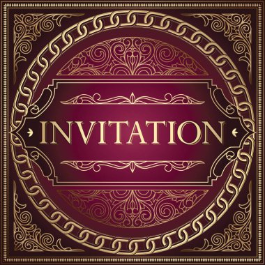 Altın süslü sanat deco Vintage amblem