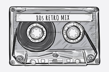 Siyah beyaz retro ses kasedi