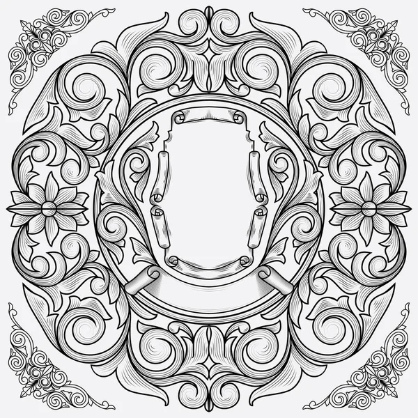 Design Decorativo Monocromático Ornamentado Vintage — Vetor de Stock