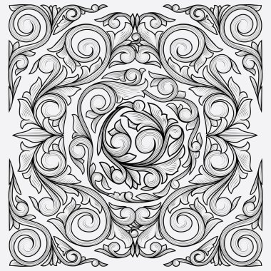 Siyah ve beyaz süslemeli dekoratif kart