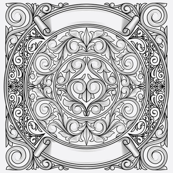 Черно Белая Винтажная Декоративная Открытка — стоковый вектор