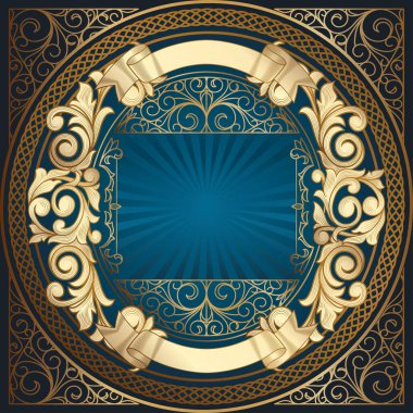 Altın süslü art deco vintage kartı