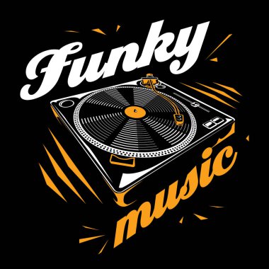 turntable ve metin funky müzik ile poster tasarımı