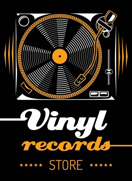 Vinyl Records Turntable Musical Design — Stock Vector