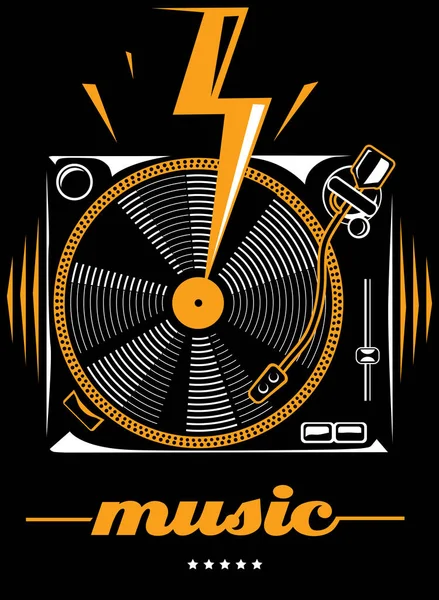 Giradiscos Musicales Diseño Cartel Funky — Vector de stock