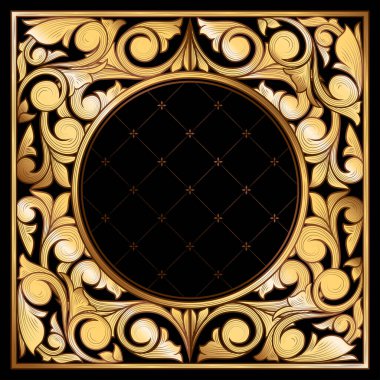 Altın süslü art deco vintage kartı