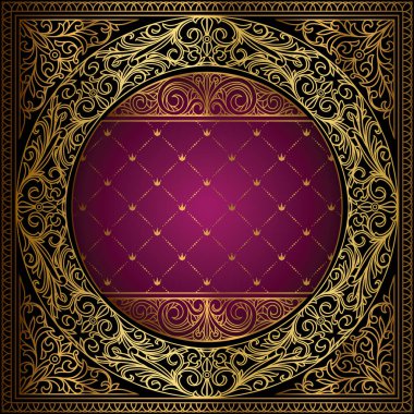 Altın süslü dekoratif vintage kartı