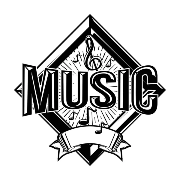 Emblema Música Moda Blanco Negro — Vector de stock