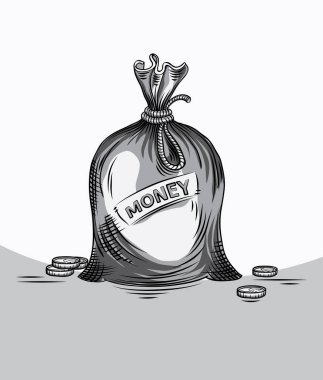 para simgesiyle çizilmiş siyah beyaz karikatür