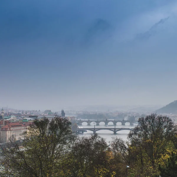 Una Vista Vecchi Ponti Famosi Praga Centro Storico Fiume Moldava — Foto Stock