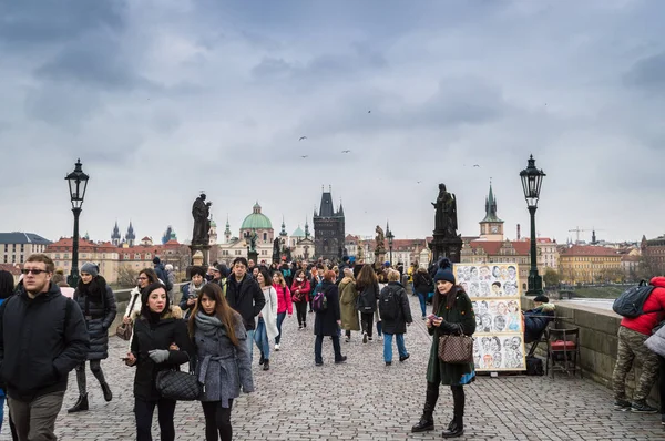 Praga Boemia Repubblica Ceca Novembre 2017 Turisti Che Camminano Sul — Foto Stock