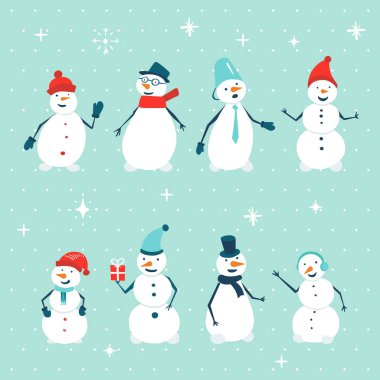 karikatür kardan adam seti