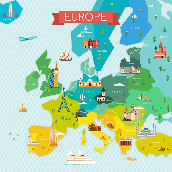 Europakarte mit Namen. — Stockvektor