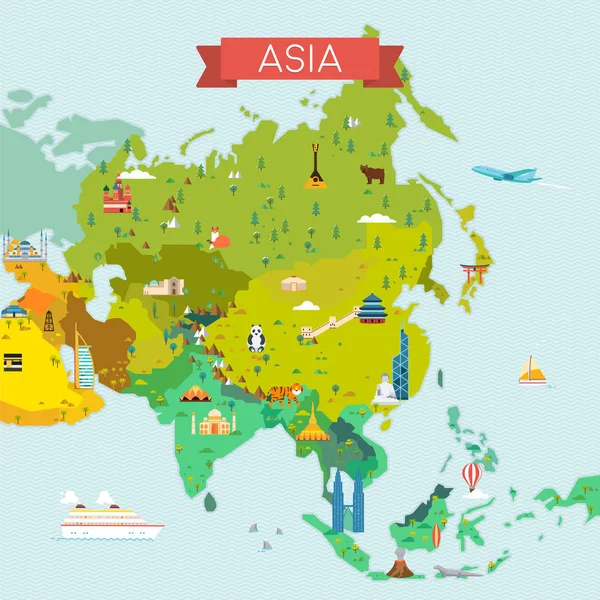 Mapa online de Asia — Vector de stock