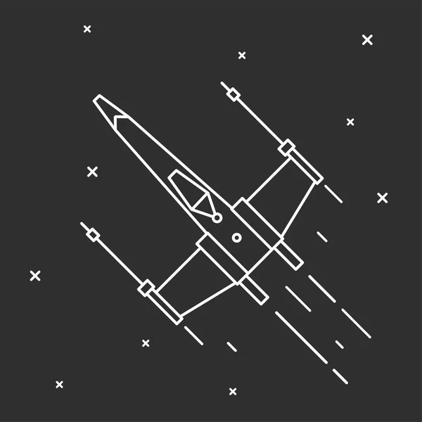 Flyga ett rymdskepp i yttre rymden. — Stock vektor