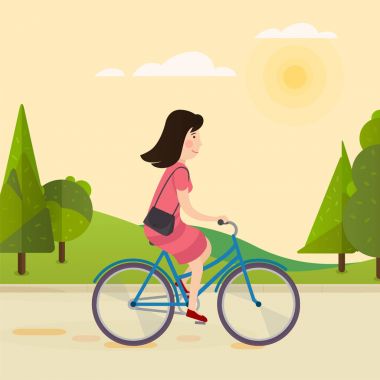 Mutlu kız bir bisiklet sürme