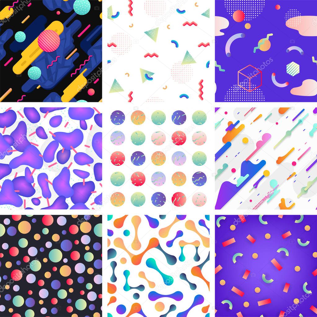 Collection of colorful geometric patterns.