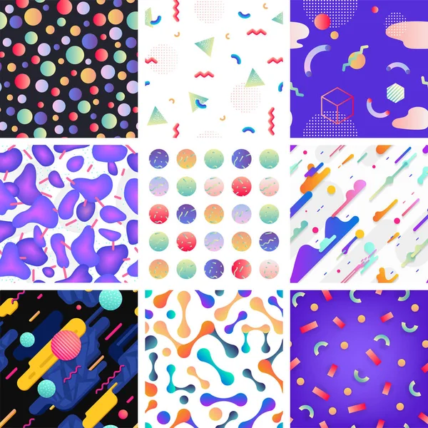 Sammlung farbenfroher geometrischer Muster. — Stockvektor