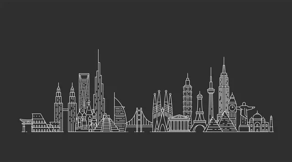 World skyline. Illustations in outline style — Stock Vector