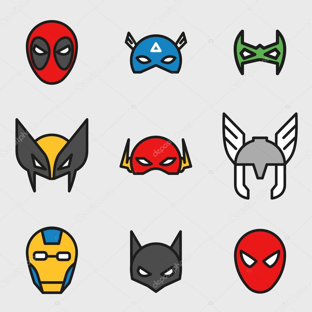 Comic Superhero masks set.