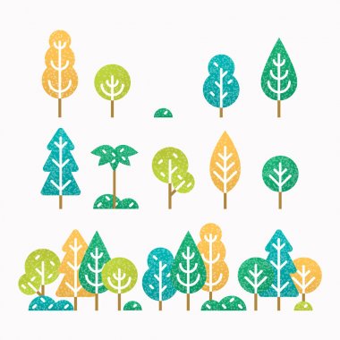 Farklı ağaç ve çalı kümesi.