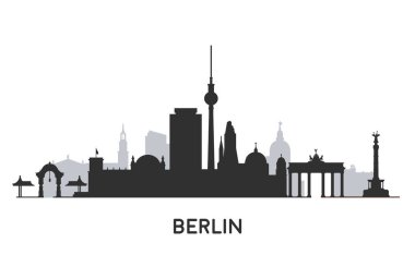 Berlin şehir manzarası siluet.