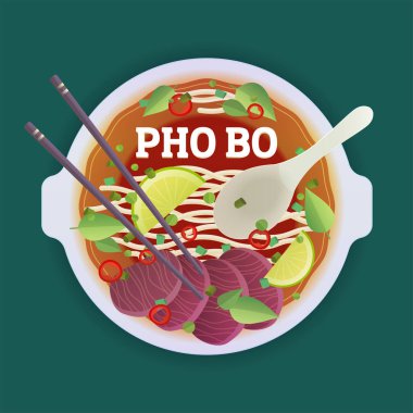 Pho Bo geleneksel Vietnam çorbası..
