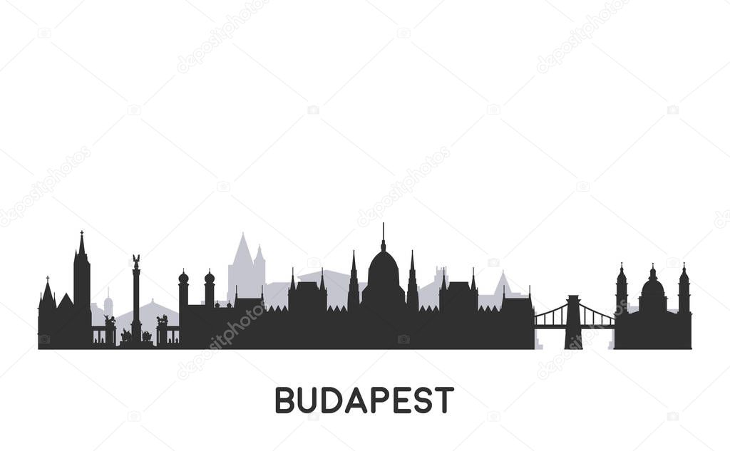 Budapest skyline silhouette.