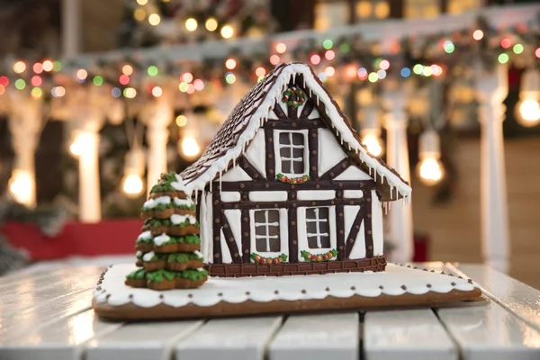 Christmas composition with Gingerbread house — Stock Photo, Image