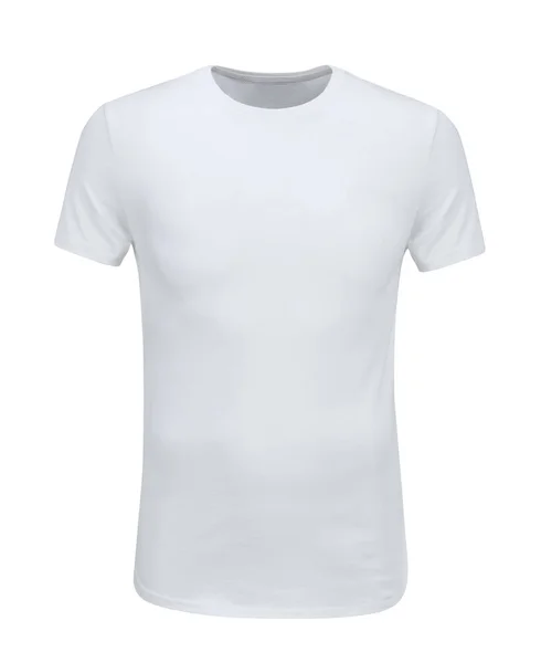 Вид спереди белой футболки на белом фоне — стоковое фото