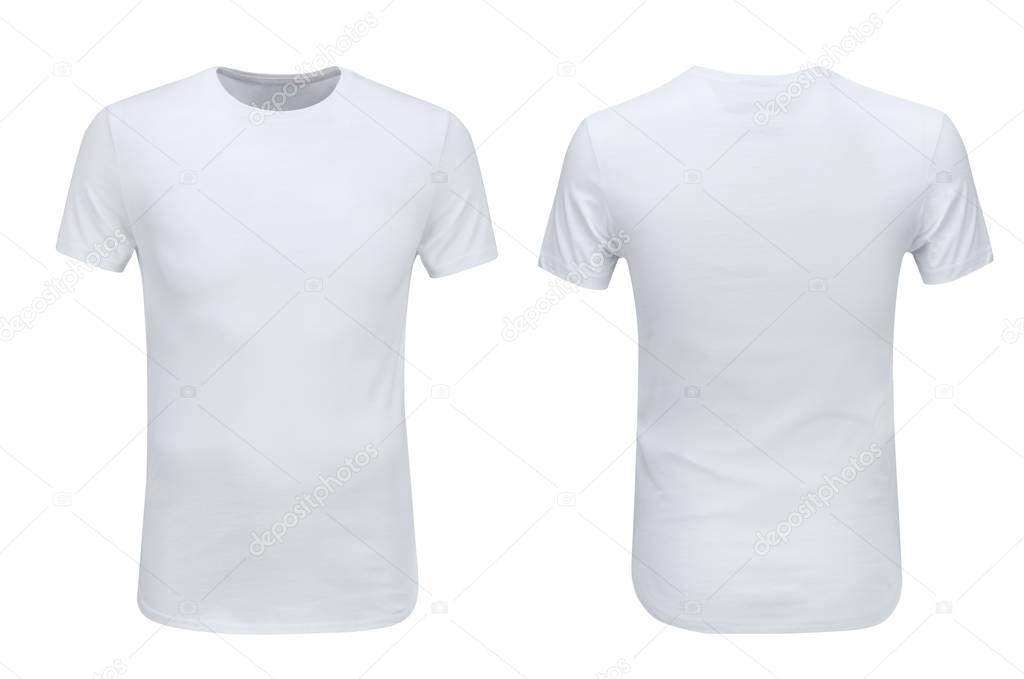 Download Front and back views of white t-shirt on white background ...