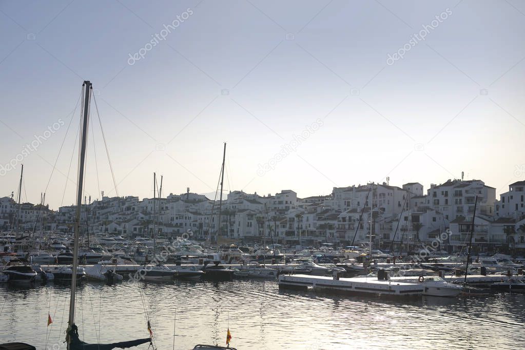 Marbella landscape, marina view, yachts