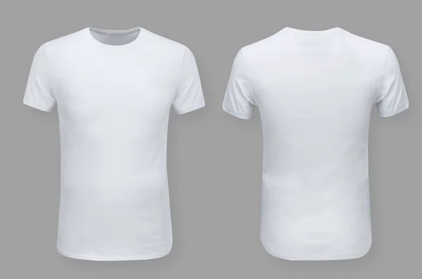 衬衫的设计和人的概念 把空白白衬衫前后隔离起来 模型化模板用于设计打印 有小径 — 图库照片