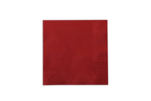 Vista dall'alto del tovagliolo di carta rosso isolato su bianco — Foto Stock