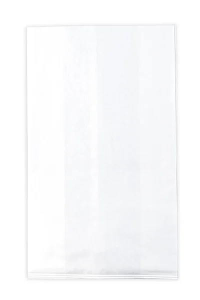 Λευκό χονδρό χαρτί τσάντα με χερούλια κάτοψη επίπεδη που — Φωτογραφία Αρχείου