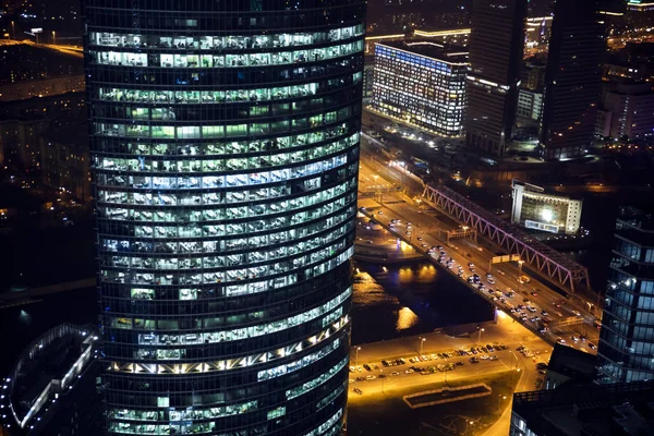 Moscovo-cidade, Rússia. Centro Internacional de Negócios de Moscou à noite — Fotografia de Stock