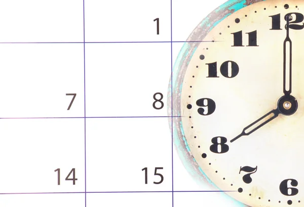 Collage met klok en kalender — Stockfoto