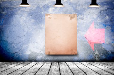 Beton Oda boş beyaz poster. 