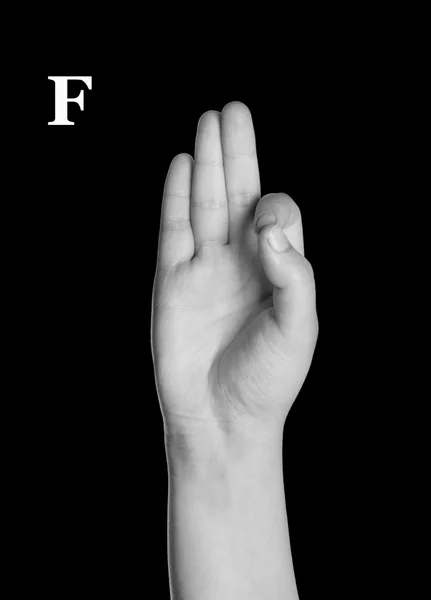 Dedo que deletrea el alfabeto en el lenguaje de señas estadounidense (ASL ). —  Fotos de Stock