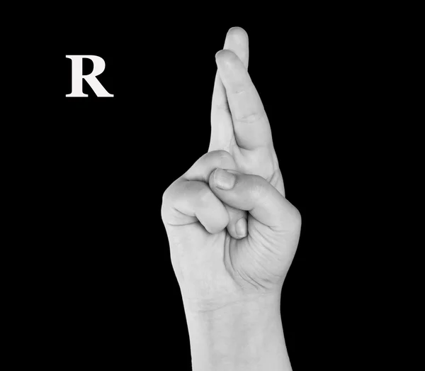 Пальцем правопис алфавіту в американському мовою жестів (Asl). — стокове фото