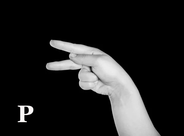 Finger Spelling the Alphabet in American Sign Language (ASL). — Stock Photo, Image